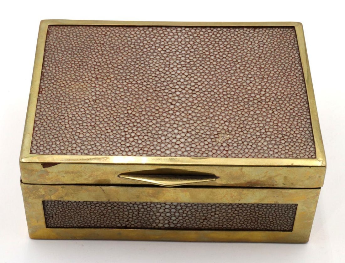 Vintage English Shagreen & Brass Jewelry Box (1 of 5)