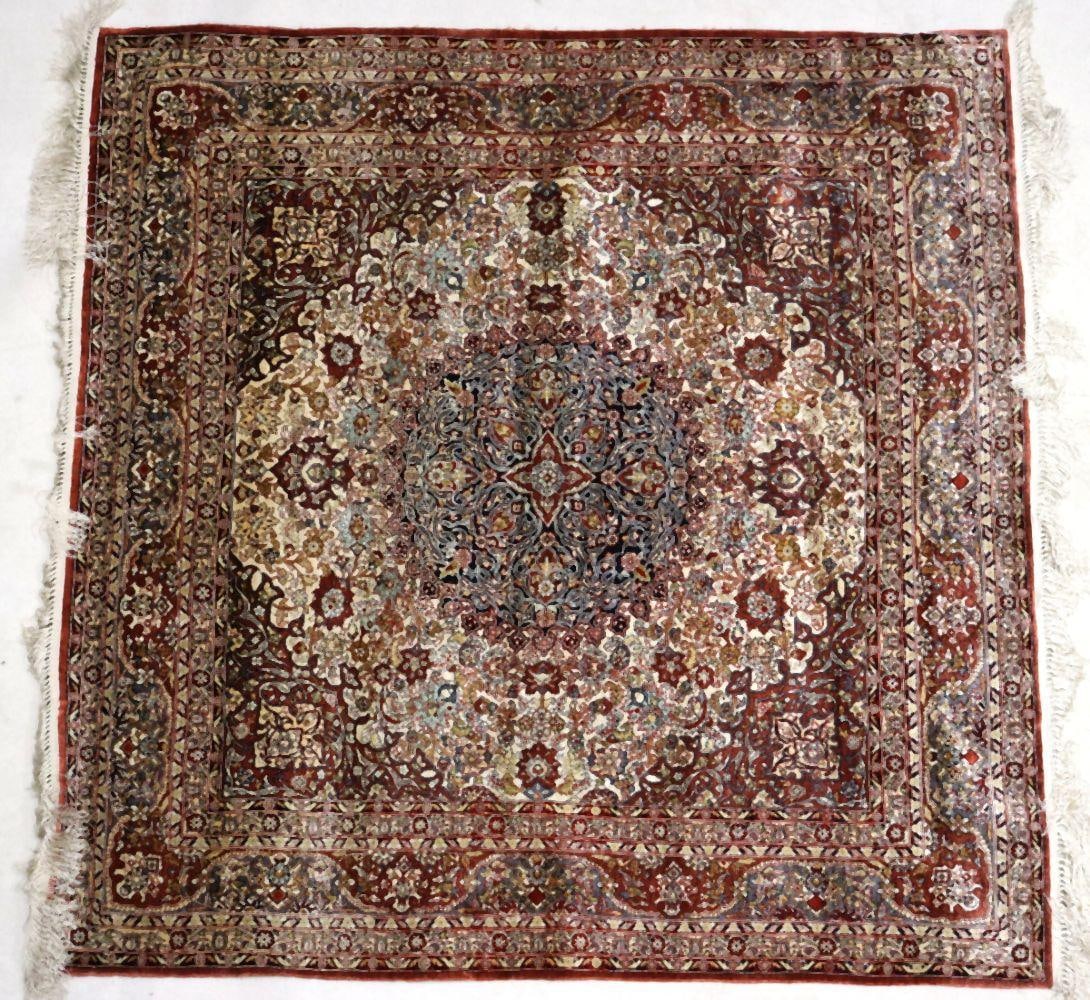 Persian 100% Silk Hand-Woven Qum Rug 4' x 4' (1 of 5)
