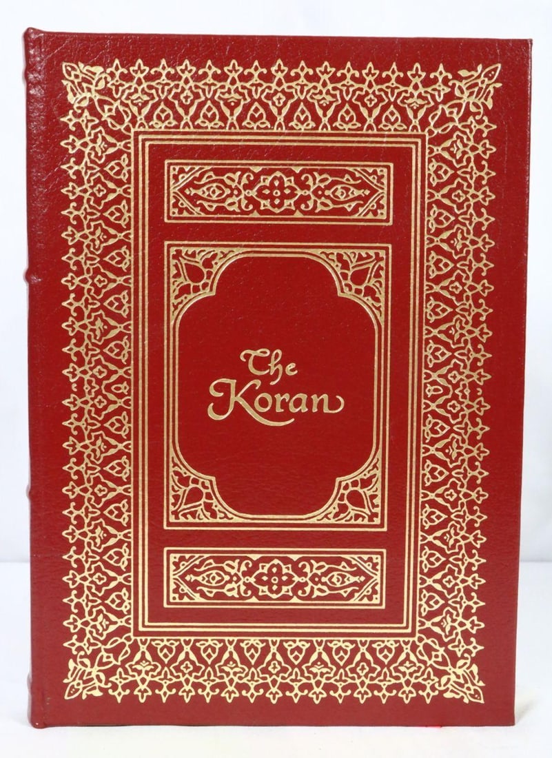The Koran Collector's Edition Translated by Arthur Jeffery: The Koran Collector's Edition Translated by Arthur Jeffery (1993), Easton Press Publishing. Foreword by Gerhard Bowering, decorated by Valenti Angelo. Ruby red cover depicting ornate Islamic patte
