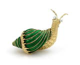 David Webb 18Kt Paillonne Enamel Diamond Snail Brooch