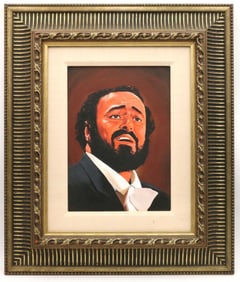 Ilkin Deniz (Turkish, b.1961) "Luciano Pavarotti" Acrylic Painting on Canvas