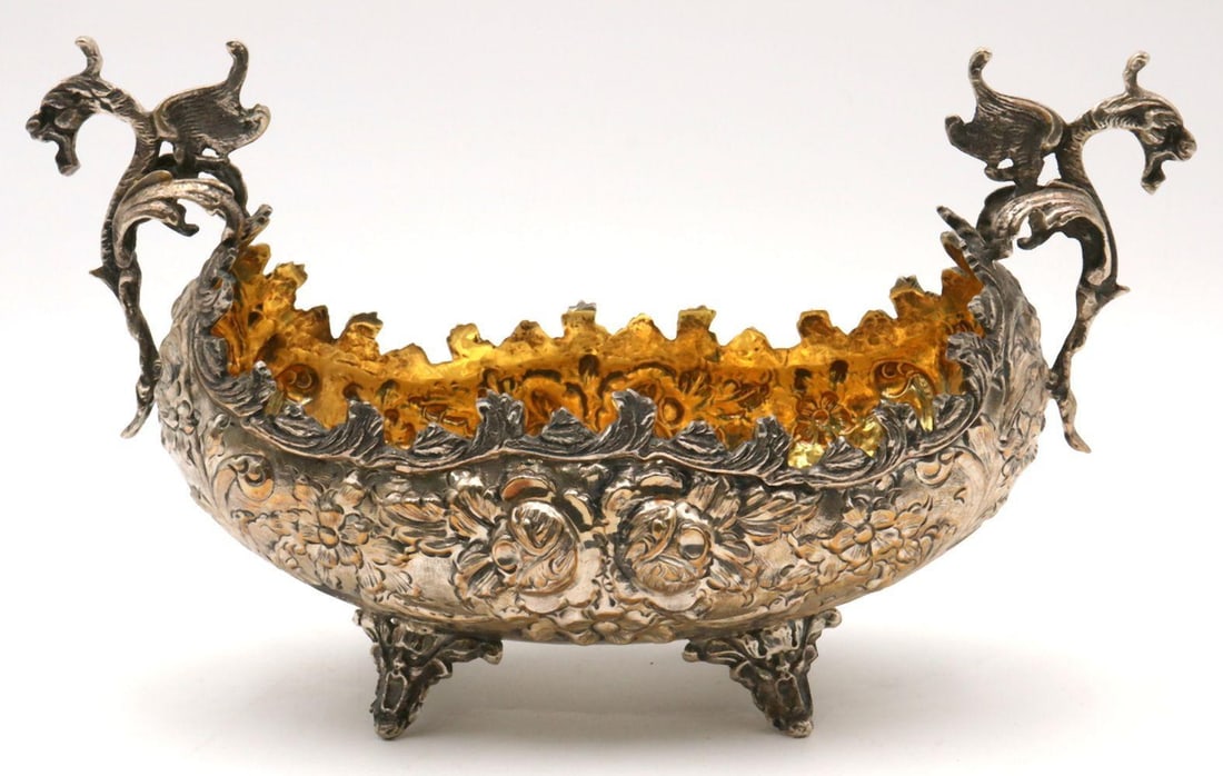 Vintage 900 Silver Repousse Centerpiece (1 of 5)