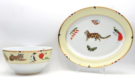 Lynn Chase "Exotica" Porcelain Bowl and Platter Set