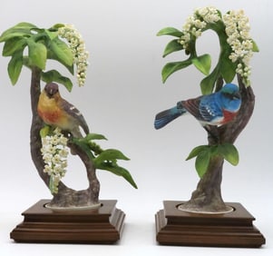 Royal Worcester, Dorothy Doughty "Lazuli Bunting" Sculptures
