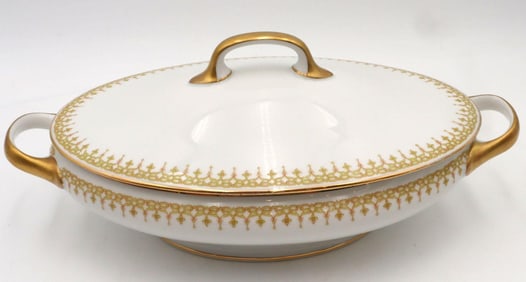 Limoges Old Abbey Oval Covered Porcelain Vegetable Dish