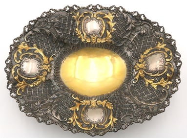 Vintage 900 Silver Repousse Footed Centerpiece Bowl