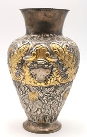 Vintage 900 Silver Repousse Vase