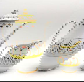 Vintage Camille Le Tallec for Tiffany & Co. "Coeur Fleurs" Porcelain Coffee Pot & Creamer