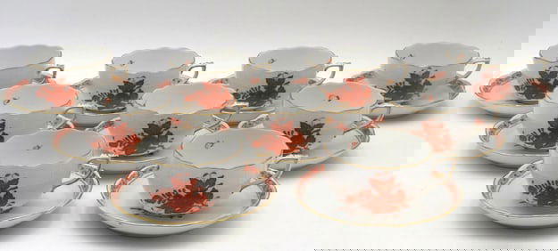 Herend "Chinese Bouquet, Rust" Porcelain Tea Cup & Saucer Set