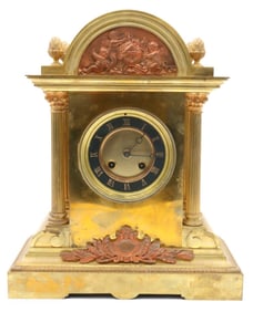 Antique French Neo-Classical Gilded Bronze Mantel Clock