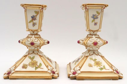 Pair of G & C Porcelain Candle Holders
