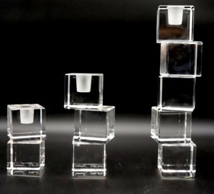 Set of 3 Arik Levy for Baccarat Cubed Candle Holders