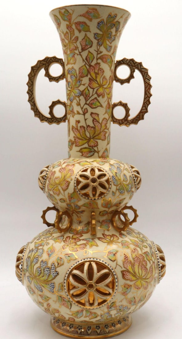 Fischer J. Budapest Hungary Porcelain Double Handled-Vase (1 of 9)