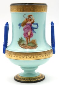 Antique French Hand Painted Porcelain Handled Vase