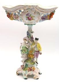 Early 20th C. Dresden Hand Painted Porcelain Centerpiece