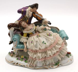 Antique Sitzendorf German Hand Painted Porcelain Group