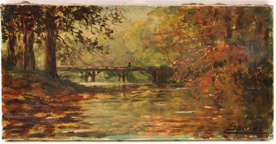 Antique Signed Saniez Oil Painting on Canvas