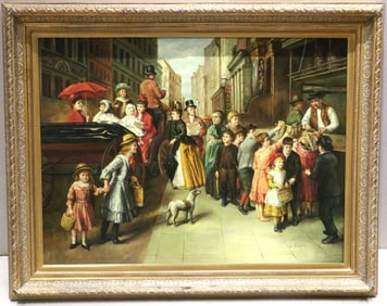 Large Vintage Signed W. Burpett Oil Painting on Canvas