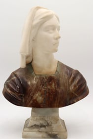After Ferdinando Vichi (Italian, 1875-1945) "Jeanne D' Arc" Marble Bust