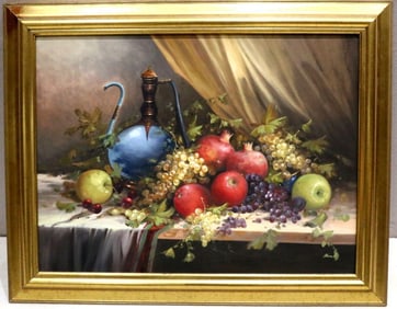 Signed Ahmet Oran "Still Life" Oil Painting on Canvas