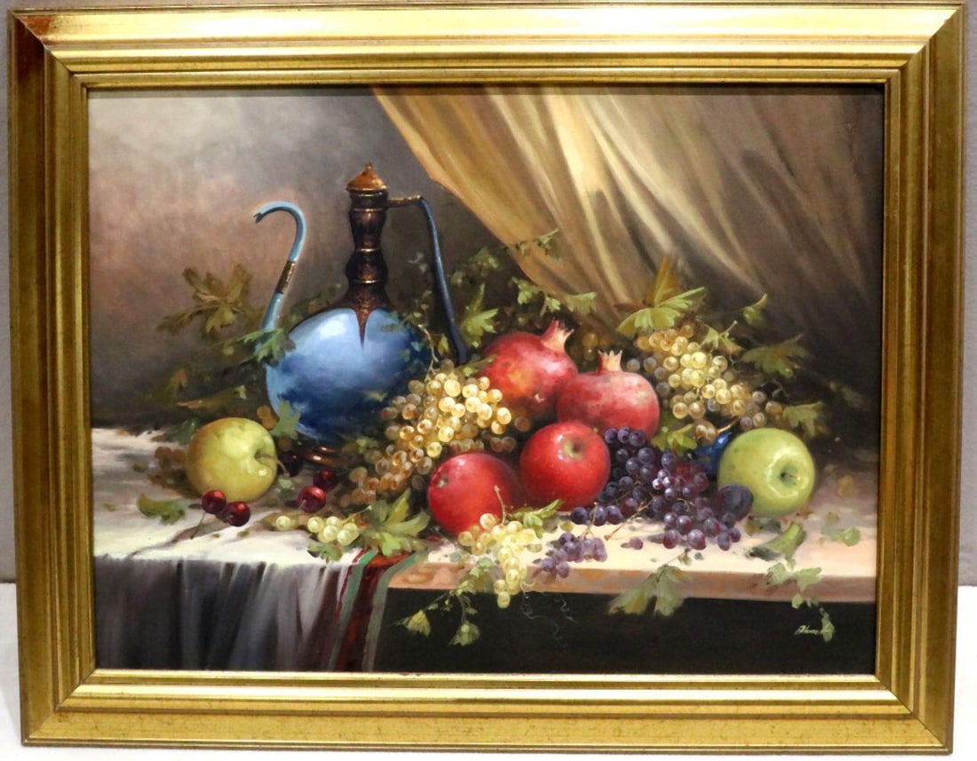 Signed Ahmet Oran "Still Life" Oil Painting on Canvas (1 of 7)