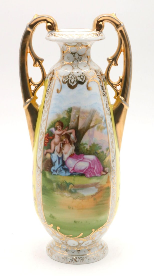 Vintage Austrian Hand Painted Porcelain Handled Vase (1 of 4)