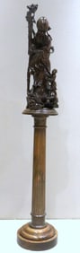 Vintage Chinese Hand Carved Wooden Immortal on Pedestal