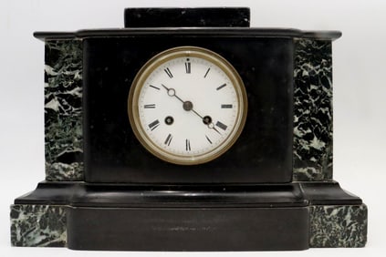 Antique French Black Marble Mantel Clock