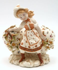 Antique German Hand Painted Porcelain Sculpture