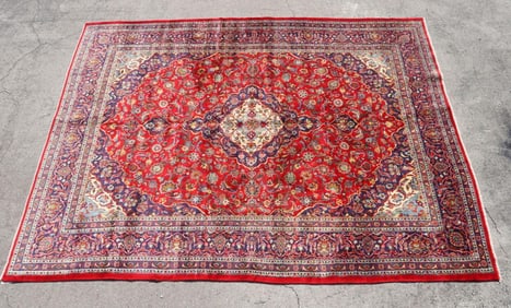 Persian 100% Wool Hand-Knotted Kashan Rug 9' x 12'