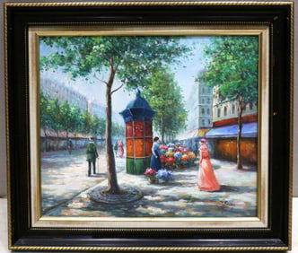 Signed P. Rowley Oil Painting on Canvas