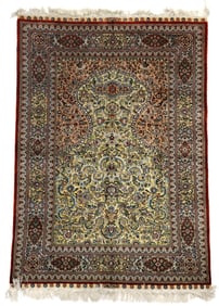 Vintage Persian Hand-Knotted Silk Isfahan Rug 4' x 3'