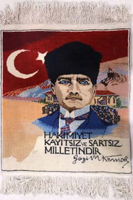 Vintage Turkish Ataturk Wool Small Rug