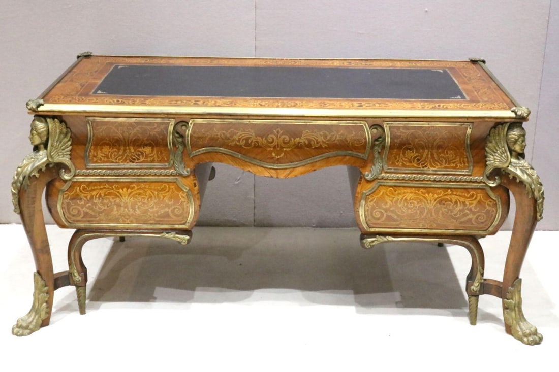 Vintage French Louis XV Style Bureau Plat Library Desk (1 of 20)