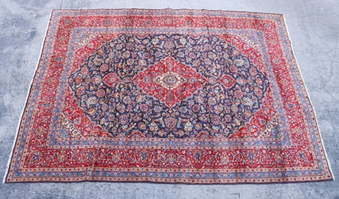 Persian 100% Wool Hand-Knotted Kashan Rug 9' x 13'