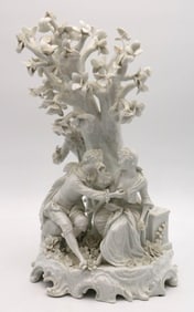 Meissen Style White Porcelain "Lovers" Sculpture