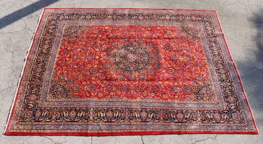 Persian 100% Wool Hand-Knotted Kashan Rug 9' x 13'