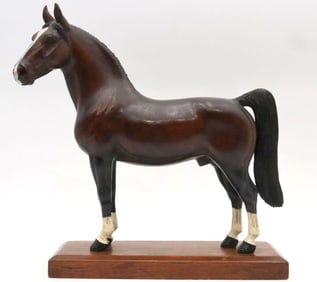 Vintage Hand Carved Wooden Horse Sculpture