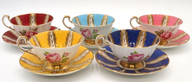 5 Pc. Paragon Gilt Bone China Teacup Set