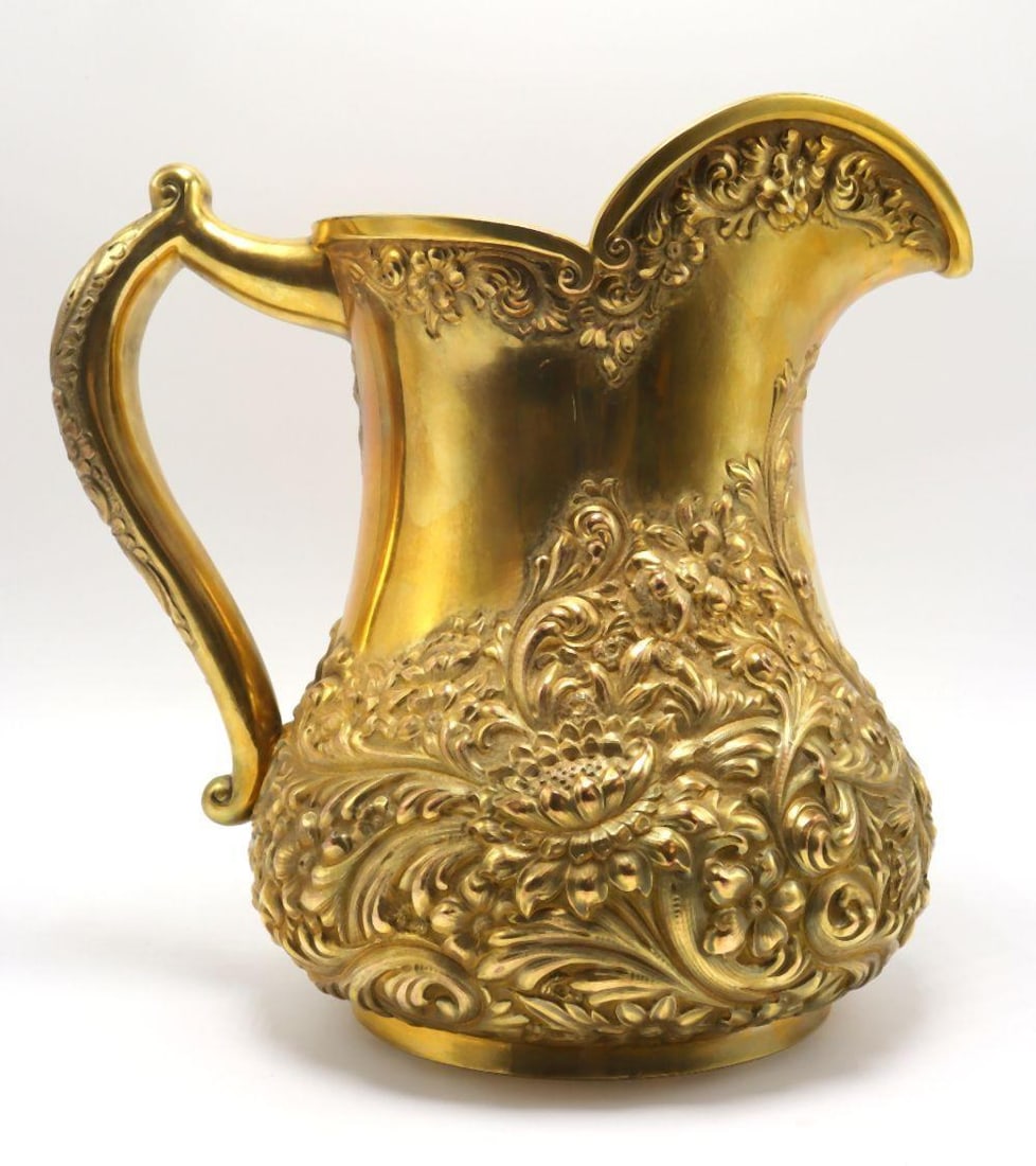 Hamilton & Diesinger "Chrysanthemum" Vermeil Sterling Silver Pitcher (1 of 6)