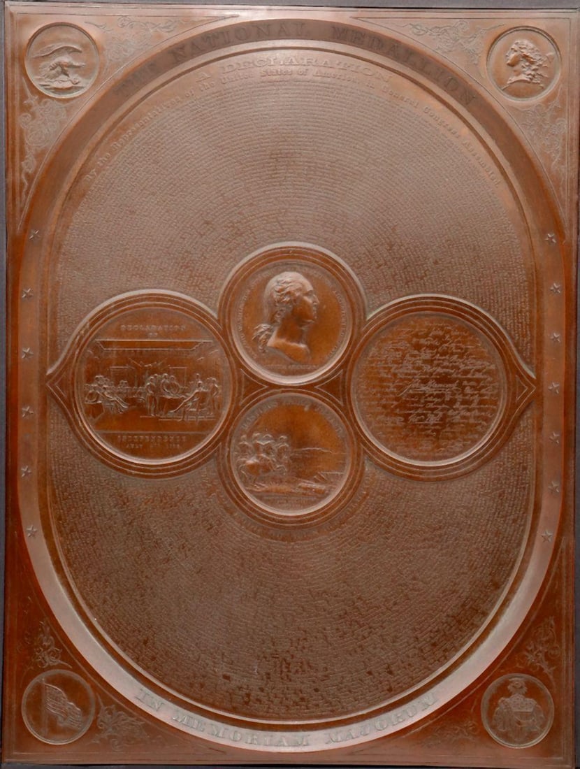 1859 National Medallion "in Memoriam of the Declaration of Independence" Copper Plaque (1 of 9)