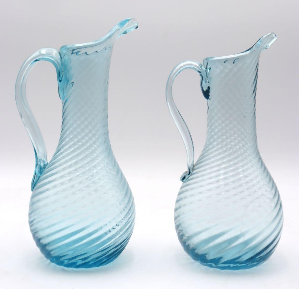 Pair of Vintage Italian Hand Blown Glass Pitchers (1 of 4)