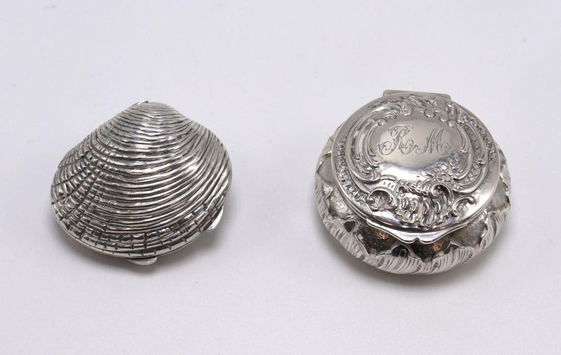 Two Antique Sterling Silver Figural Pillboxes (1 of 6)