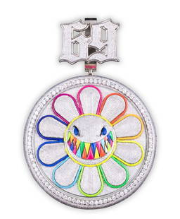 6ix9ine's "Spinner Shark" Enamel Pendant: 6ix9ine's "Spinner Shark" Enamel Pendant. Custom 10Kt white gold spinner shark rainbow enamel 69 pendant. Iconic to 69. This custom piece was created by Richie Rich Jewelers. The center