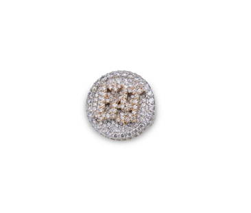 14Kt "69" Spinning Diamond Ring: 14Kt Two-Tone (White Gold and Rose Gold) "69" Spinning Diamond Ring. Weight approx. - 19.2 dwt (29.85 grams). Item has been tested by metal analyzer and is confirmed to be 14Kt, hall marks is