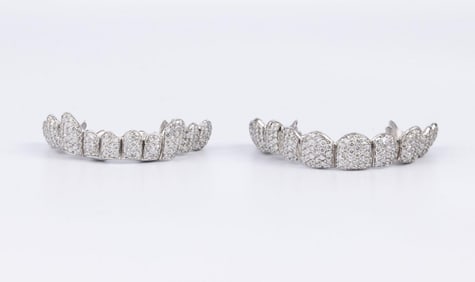 6ix9ine's 10Kt White Gold & Diamond Grill Set