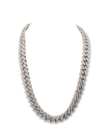 14Kt Approx. 43.20ct. Diamond Cuban Link Necklace