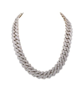 14Kt Approx. 45.00ct. Diamond Cuban Link Necklace