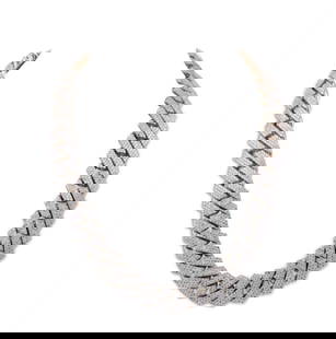 14Kt Approx. 45.00ct. Diamond Cuban Link Necklace: 14Kt Approx. 45.00ct. Diamond Cuban Link Necklace. Necklace measures approx. 20.5" long x 19mm wide. Necklace is prong set with 2,247 round brilliant cut diamonds weighing approx. 45.00cts. G-K