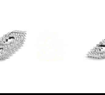 6ix9ine's "9" 10Kt White Gold and Diamond Ring: 6ix9ine's "9" 10Kt White Gold and Diamond Ring. Ring features entire outer portions and top of the ring set with pave diamonds. There are 415 round brilliant cut diamonds. Total weight is approx. -